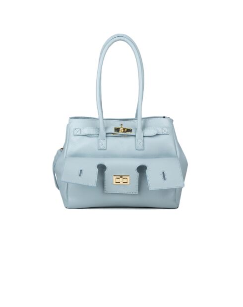 Sac GM1538 en cuir  bleu ciel - 36x25x16cm