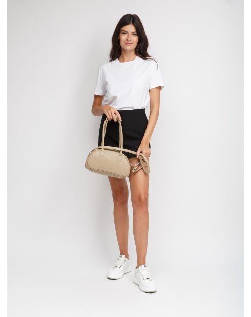 Bolso de piel gris beige GM1597 - 30x15x12cm