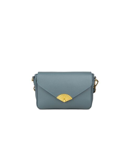 Sac GM1535 en cuir  bleu acier - 25x16x10cm