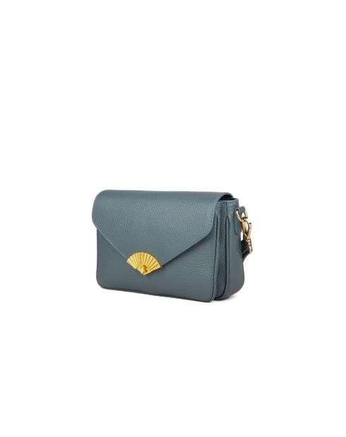 Sac GM1535 en cuir  bleu acier - 25x16x10cm