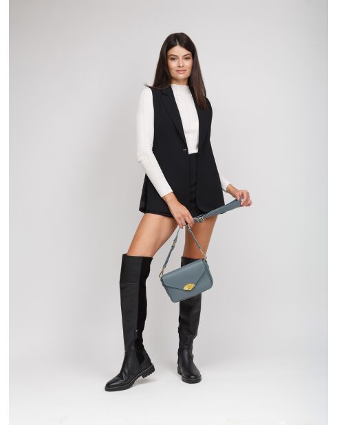 Sac GM1535 en cuir  bleu acier - 25x16x10cm