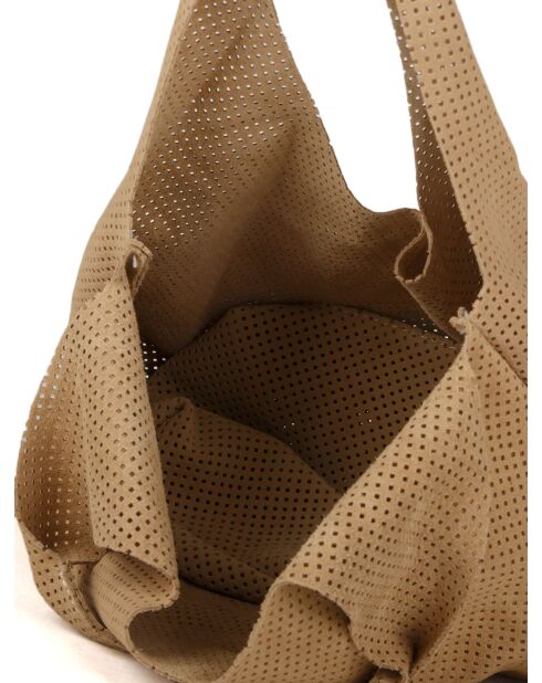 GM1574 beigegraue Ledertasche - 32x20x10cm