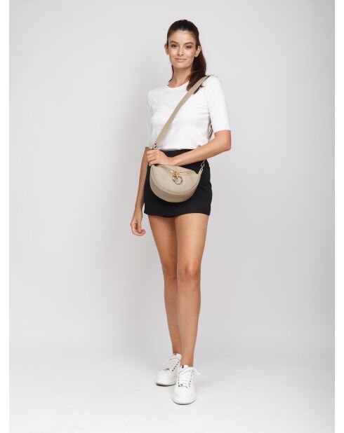 Sac GM1552 en cuir  taupe clair - 26x16x12cm