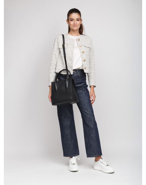 Sac GM1561 en cuir  noir - 25x27x17cm