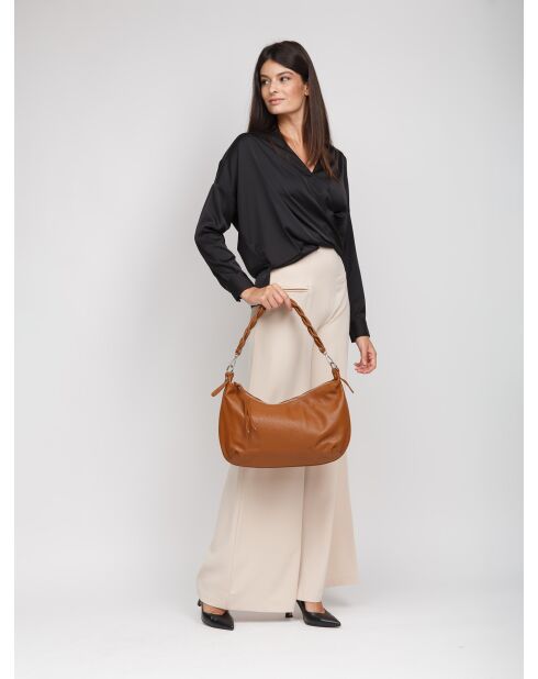 GM1511 goudbruine leren tas - 42x26x7cm