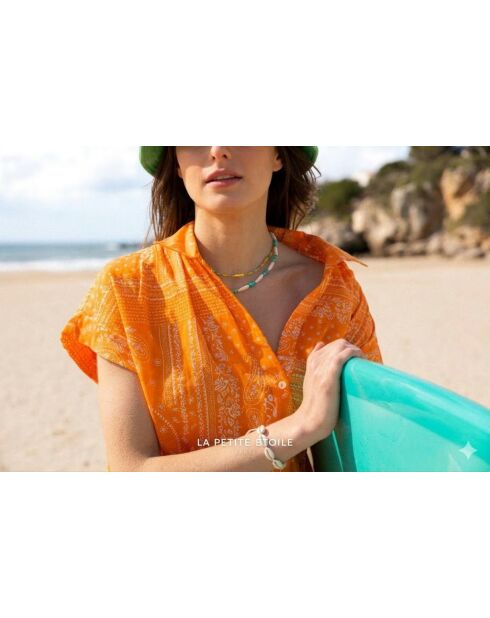 Chemise Eros imprimée bandana orange