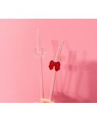 Pajita de cristal Red Bow, 20 cm