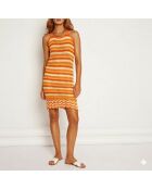 Orangefarbenes Strickkleid Elara mit Lochmuster