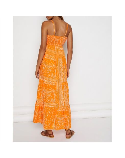 Langes Kleid Syana mit orangefarbenem Aufdruck