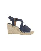 Marineblauwe leren espadrille