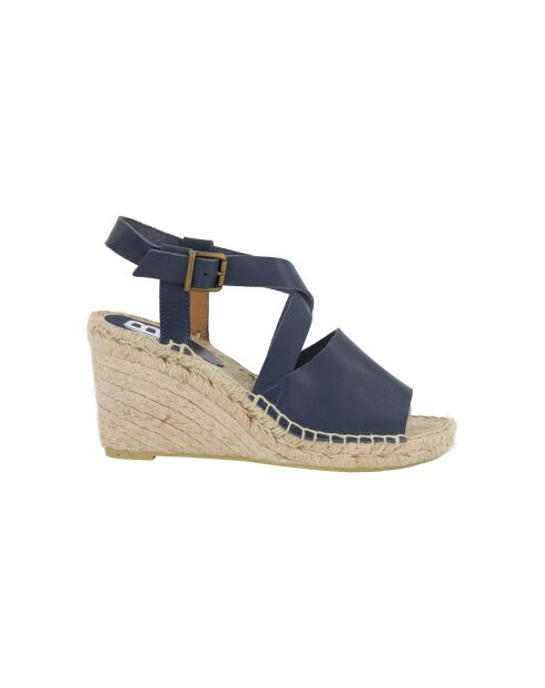 Marineblauwe leren espadrille