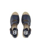 Marineblauwe leren espadrille