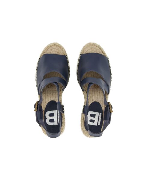 Marineblauwe leren espadrille