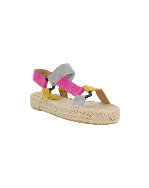 Espadrilles flat en velours de cuir multicolores