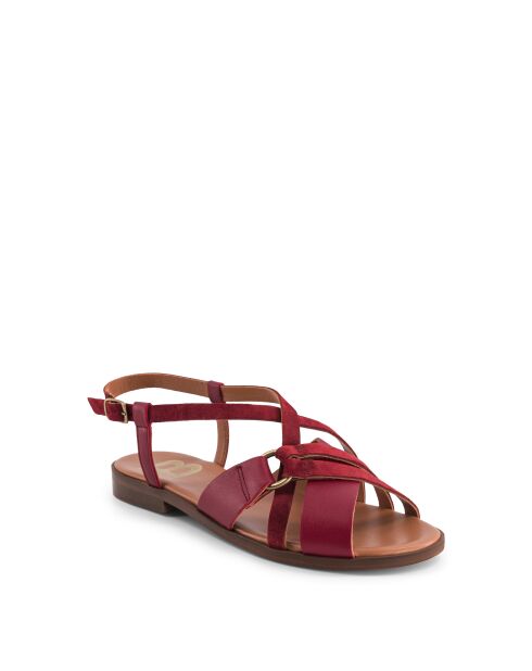 Chaussure ouverte New Sifnos en cuir bordeaux