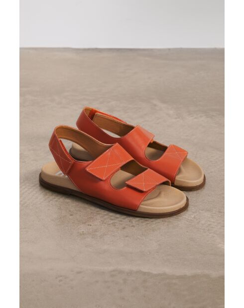 Sandales confort en cuir Maëlya paprika