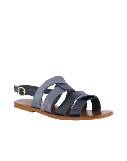 Sandales Sifnos en cuir bleues