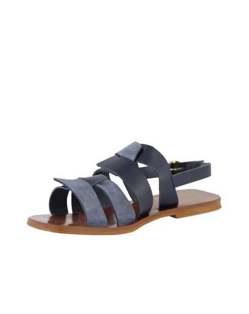 Sandales Sifnos en cuir bleues