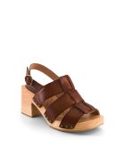 Sandali con zoccolo in pelle color cioccolato