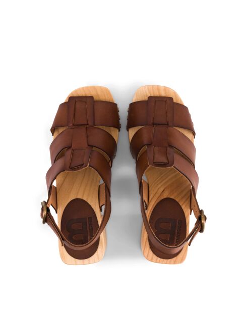 Sandali con zoccolo in pelle color cioccolato