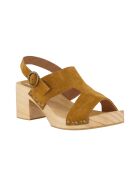 Sandales sabot en velours de cuir Vanya camel