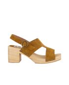 Sandales sabot en velours de cuir Vanya camel