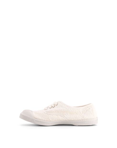 Scarpe da tennis stringate Lyana con ricamo inglese ecru