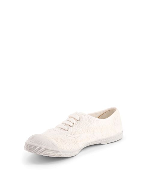 Scarpe da tennis stringate Lyana con ricamo inglese ecru