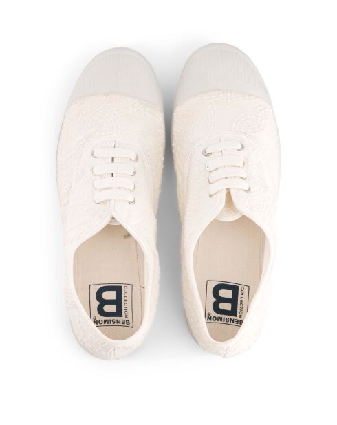 Scarpe da tennis stringate Lyana con ricamo inglese ecru