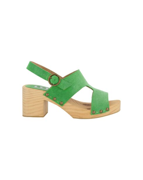 Sandales sabot en velours de cuir Vanya prairie