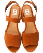 Sandales compensées suédé en velours de cuir Livia caramel