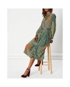 Bedrucktes Kleid in Mondgrün/Kamel