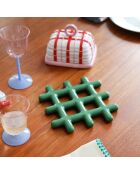 Dessous de plat en céramique Grid vert - 19x19 cm