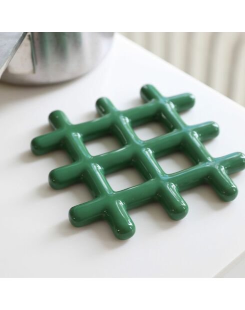 Dessous de plat en céramique Grid vert - 19x19 cm