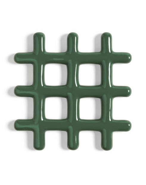Dessous de plat en céramique Grid vert - 19x19 cm
