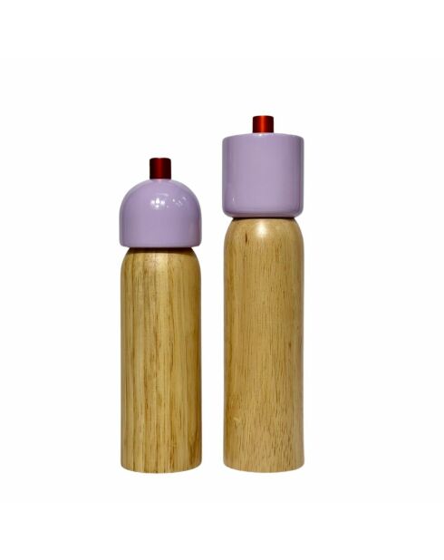 Dúo Woodie sal y pimienta lila M - Altura 19 cm