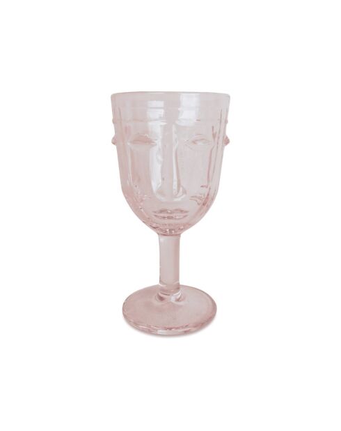 Happy Face Weinglas, H 16,5 x 8 cm, rosa