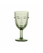 6 groene Happy Face wijnglazen - H 16,5x8 cm