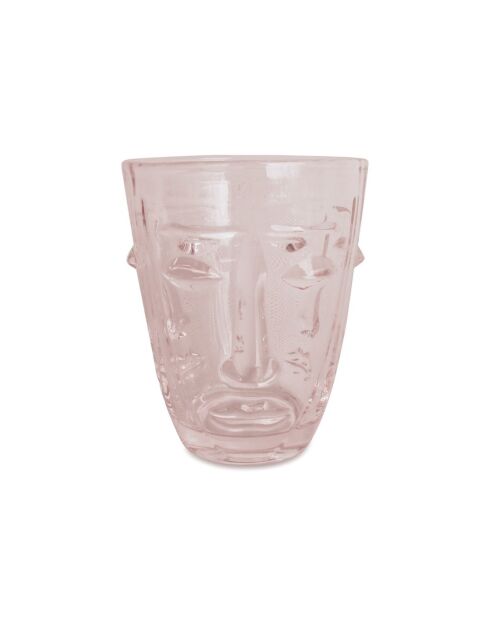 Happy Face Wasserglas, H 10 x 8 cm, Rosa