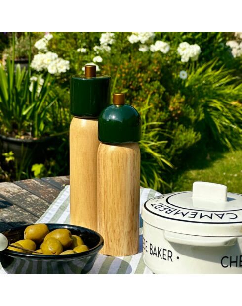 Dúo Woodie de sal y pimiento verde L - 21,5 cm