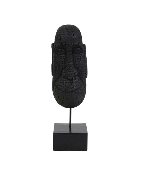 Statue visage noir en bois sur pied Mask