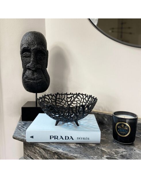 Statue visage noir en bois sur pied Mask