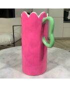 Vaso in ceramica Juliette Rosa intenso, forma ondulata - 17x12x25cm