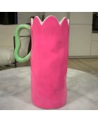 Vaso in ceramica Juliette Rosa intenso, forma ondulata - 17x12x25cm