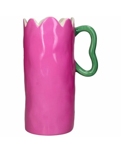 Vaso in ceramica Juliette Rosa intenso, forma ondulata - 17x12x25cm