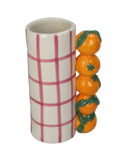 Mandarijn crèmekleurige vaas - 11x8x18,5 cm