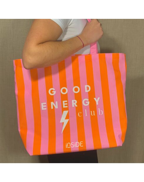 Tote bag à rayures Inside - H38x L48x P15 cm