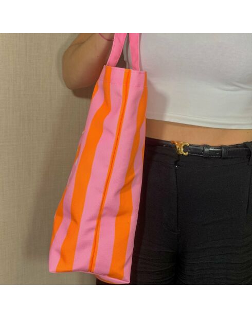 Tote bag à rayures Inside - H38x L48x P15 cm