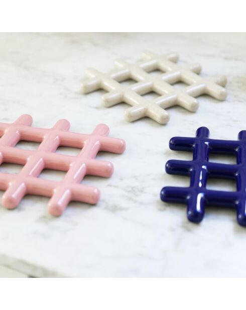 Dessous de plat en céramique Grid beige - 19x19 cm