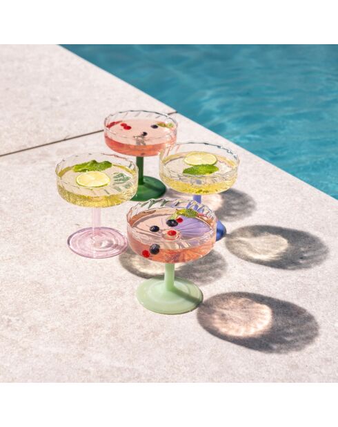 Set mit 2 blauen Twirl Champagnergläsern